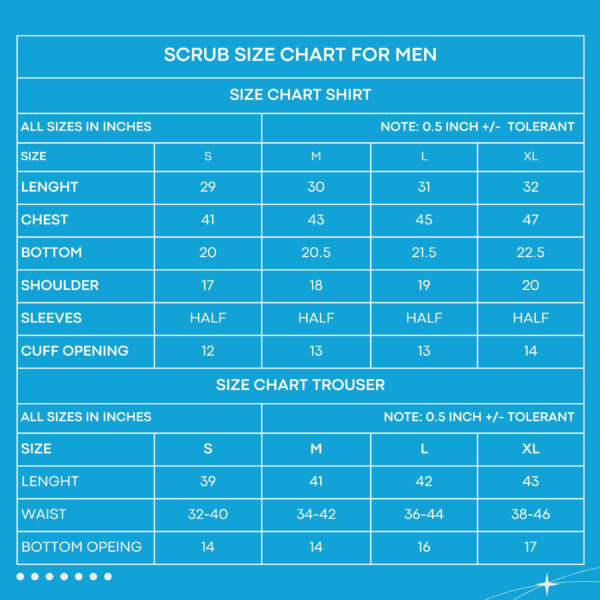 dr suit scrub size chart