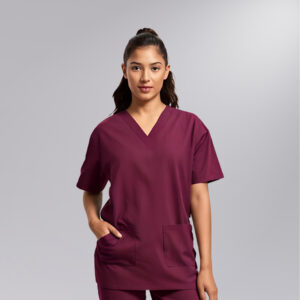 Classic V Neck Female Scrub Set - L, Maroon