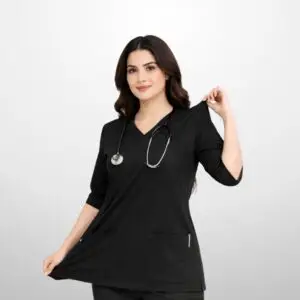 Flexa female scrub for him in black color – modern medical uniform for doctors